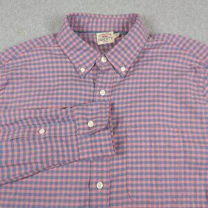 Faherty Shirt Mens Medium Pink Check Oxford 2.0 Casual Stretch Button Down